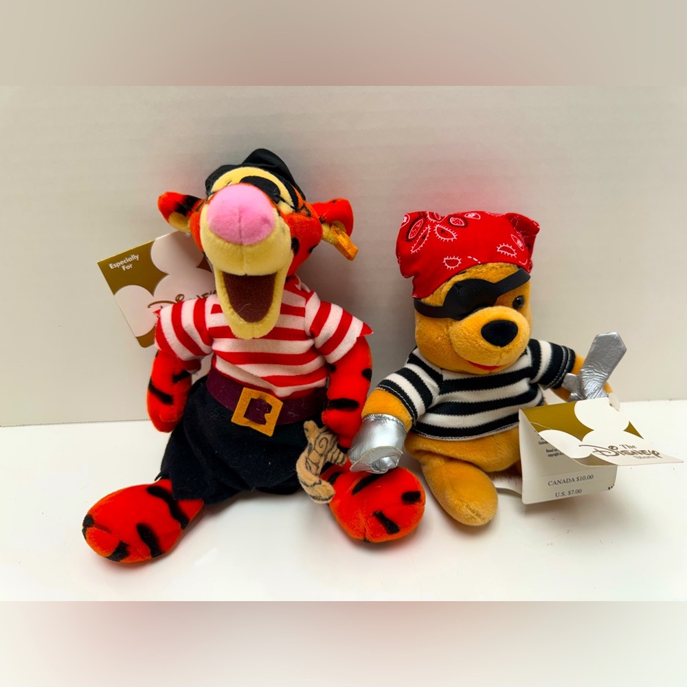 NWT Disney Beanie - Winnie The Pooh & Tigger As Pirates - Lot Of 2 - Plush